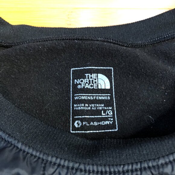 North Face Athletic Sweatshirt Quilted Black Darth Large Top Goth Gym Winter - Picture 5 of 6